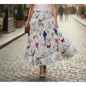 NWT Xpluswear Colorful Animals & Scribble Print Boho Long Maxi Skirt Size XL